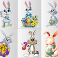 Easter Bunny with flowers and eggs vector free download