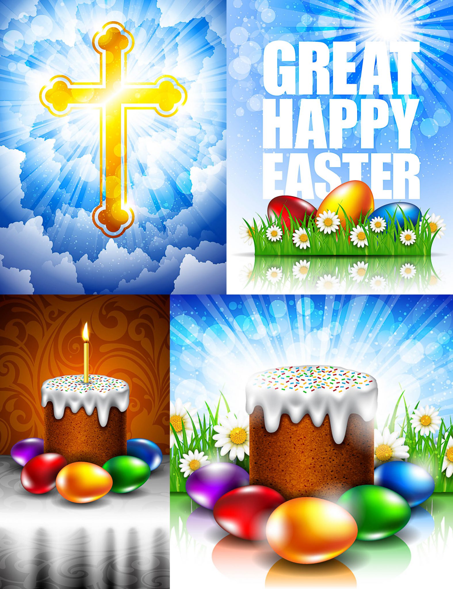 Easter backgrounds with cross and nature vector