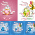 Easter backgrounds with cute bunny vector free download