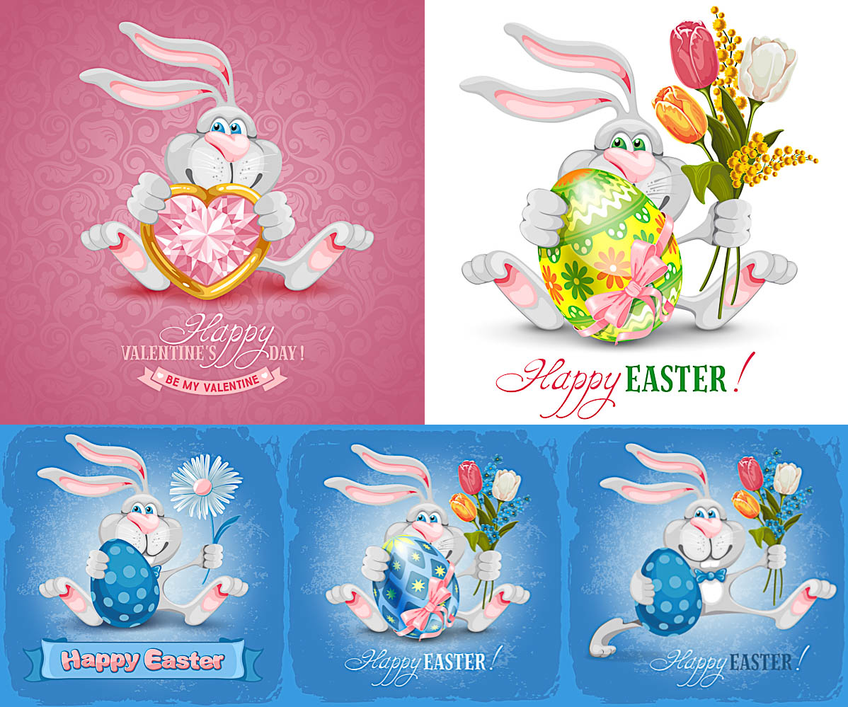 Easter backgrounds with cute bunny vector free download