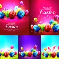 Easter backgrounds with eggs decorated ribbons vector free download