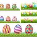 Easter banners with eggs and grass vector free download