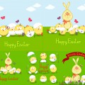 Easter cards with bunny and chick vector free download