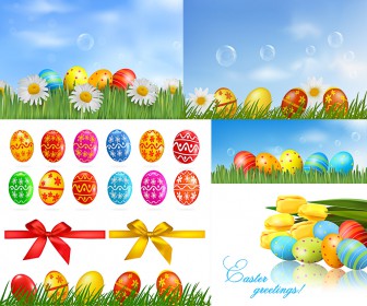 Easter nature backgrounds vector