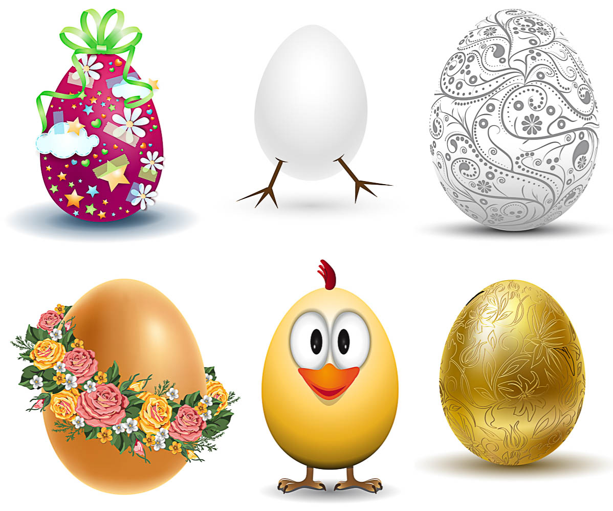 Floral Easter eggs templates vector free download