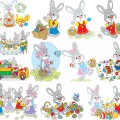 Happy Easter cartoon bunny templates vector