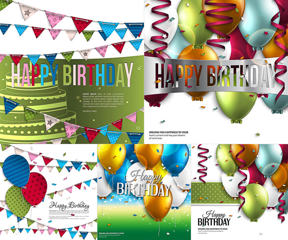 Happy birthday background and card vector