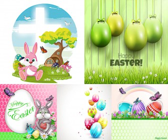 Selection of vectors on Easter backgrounds themes free download