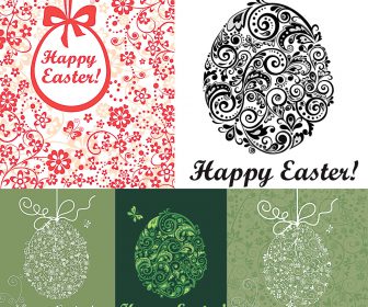 Easter eggs with floral ornaments vector