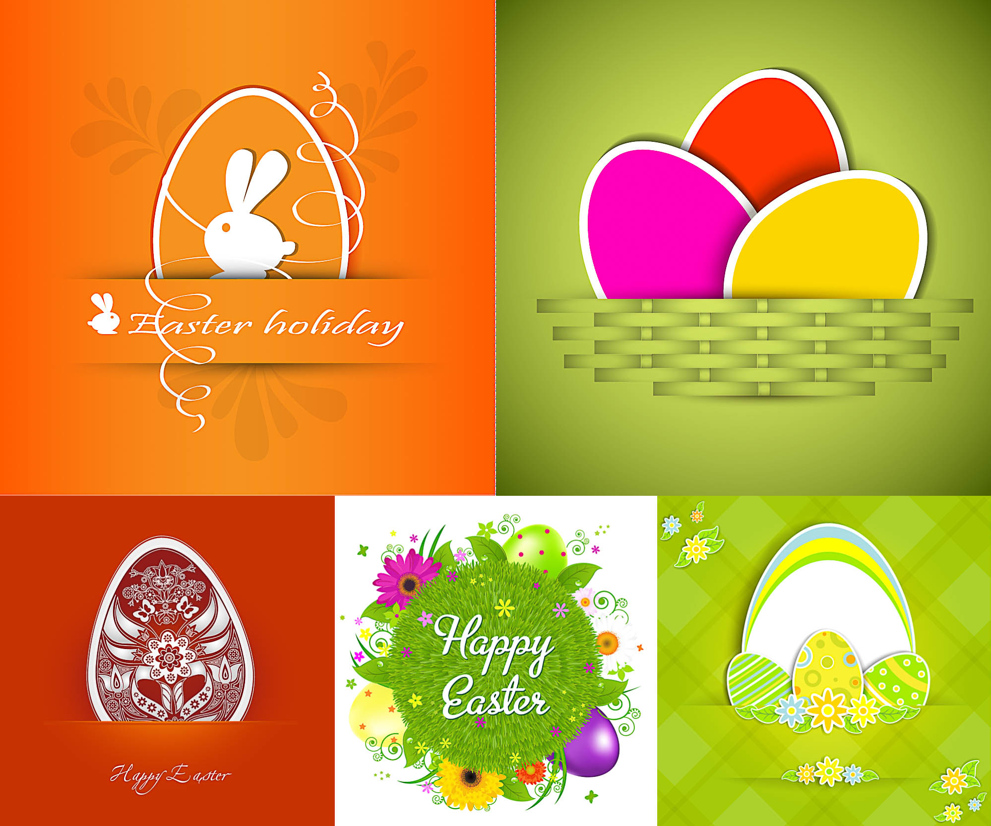 Flat Easter greetings cards vector