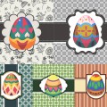 Happy Easter backgrounds with painted eggs vector