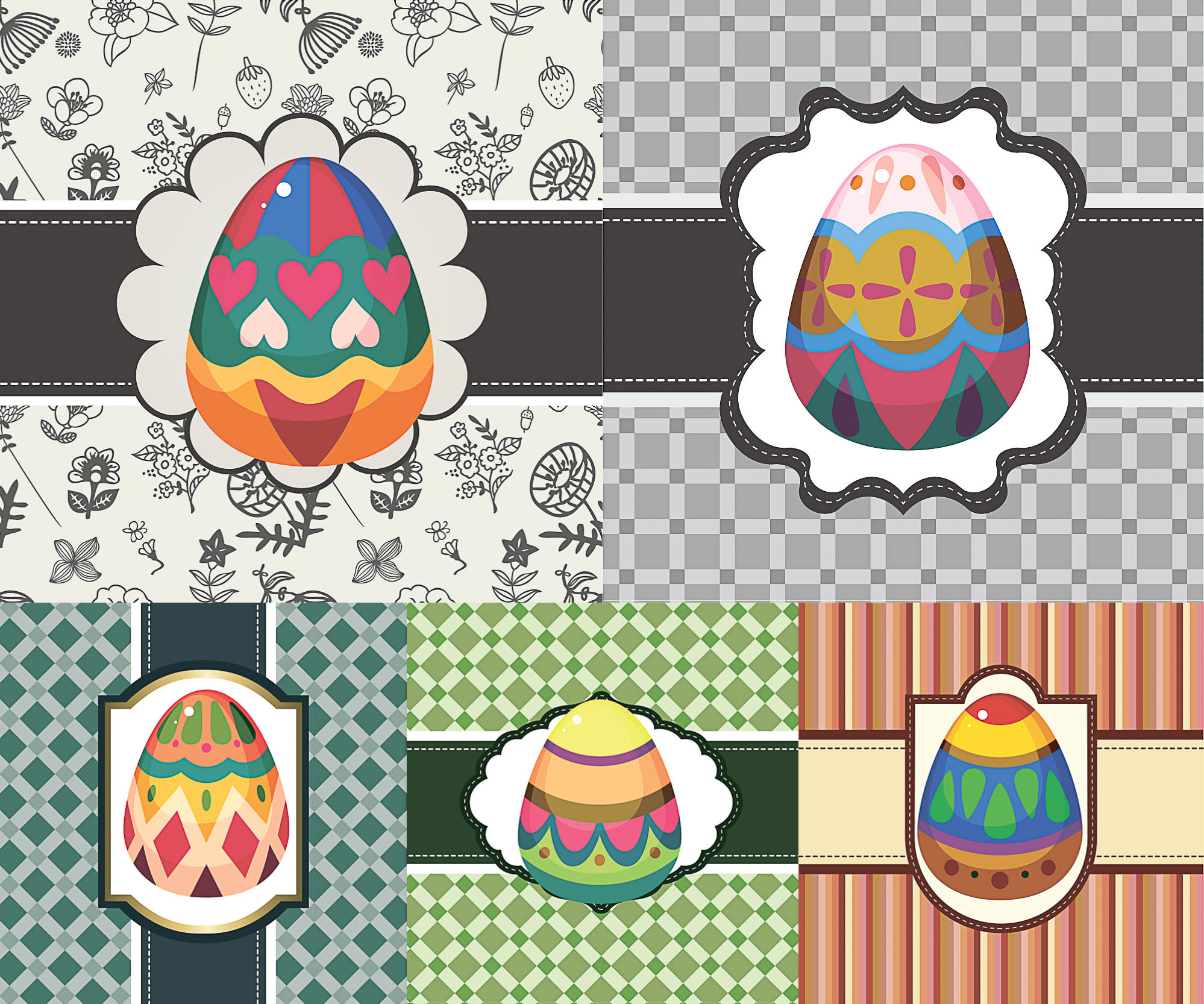 Happy Easter backgrounds with painted eggs vector