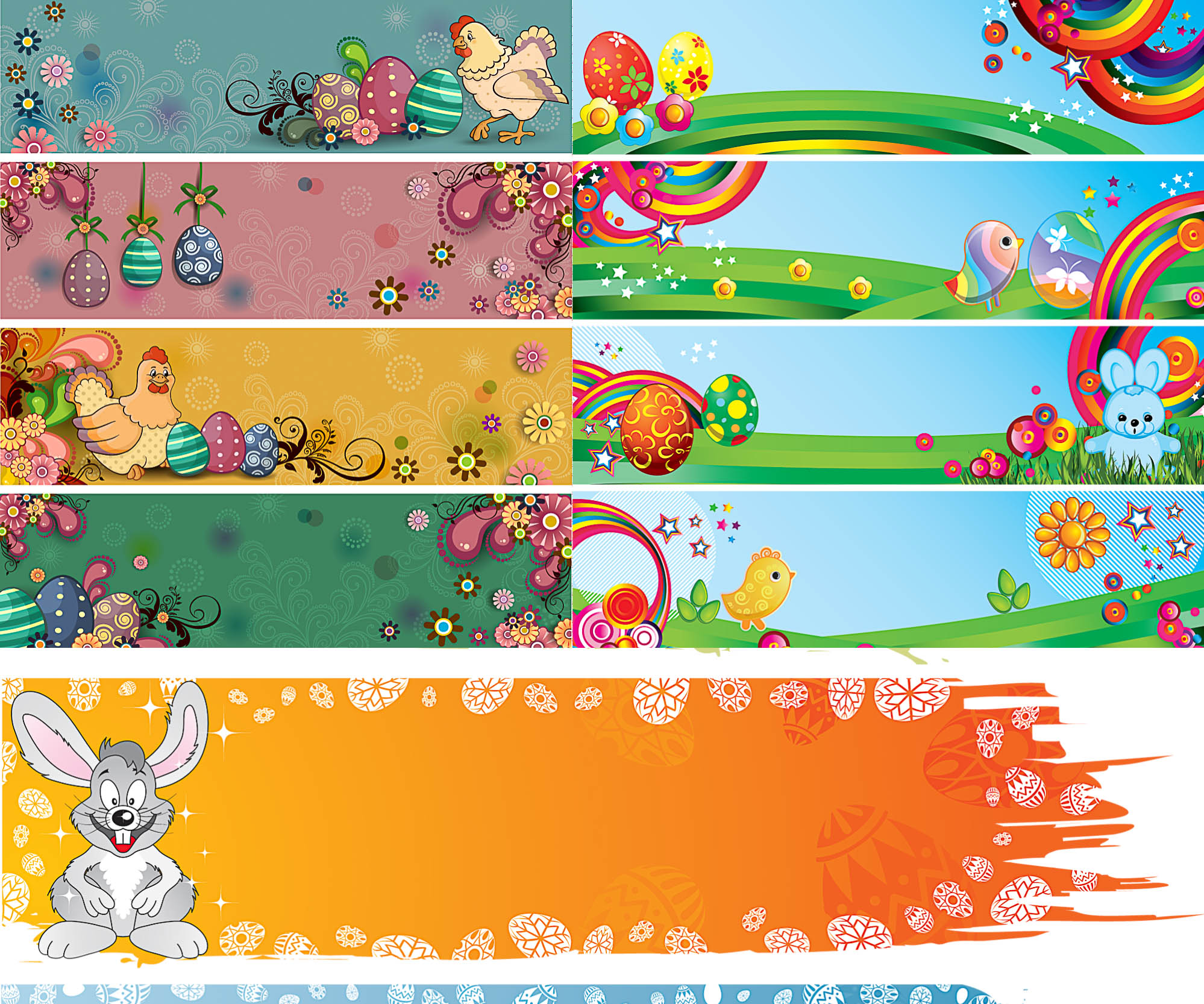 Happy Easter banners templates vector