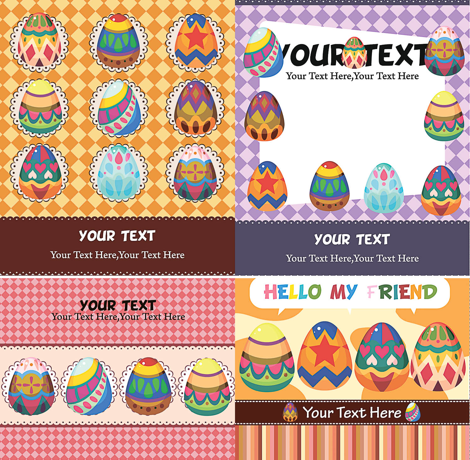 Retro vertical and horizontal Easter cards vector