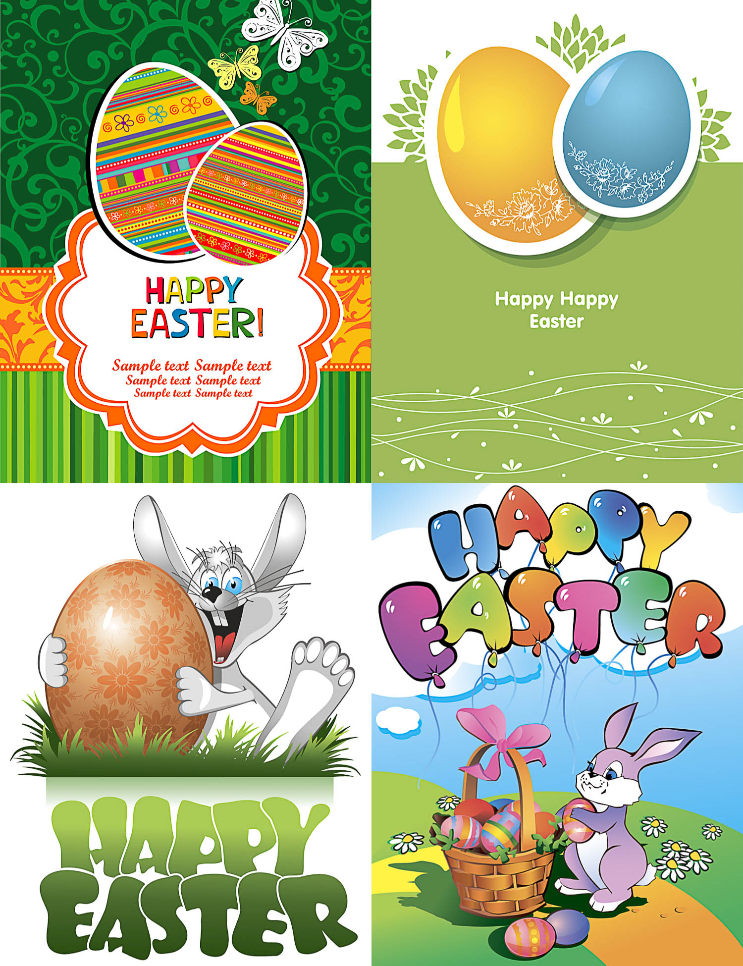 Vertical flat Easter cards vector