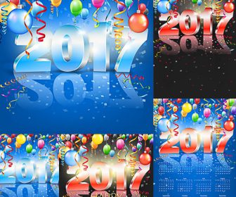 2017 inscription on New Year's card vector