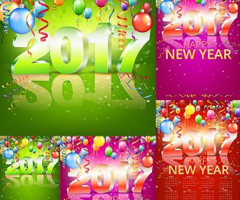 2017 inscription on New Year's cards and calendar vector