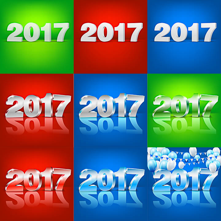 2017 inscriptions in 3d style vector