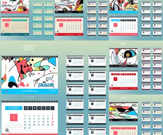 2017 year calendar with place for text eps