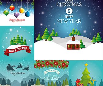 Christmas cards vector with Christmas tree