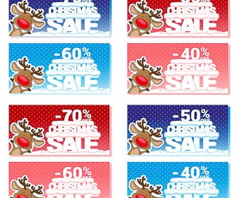 Christmas sale big banners with reindeer vector