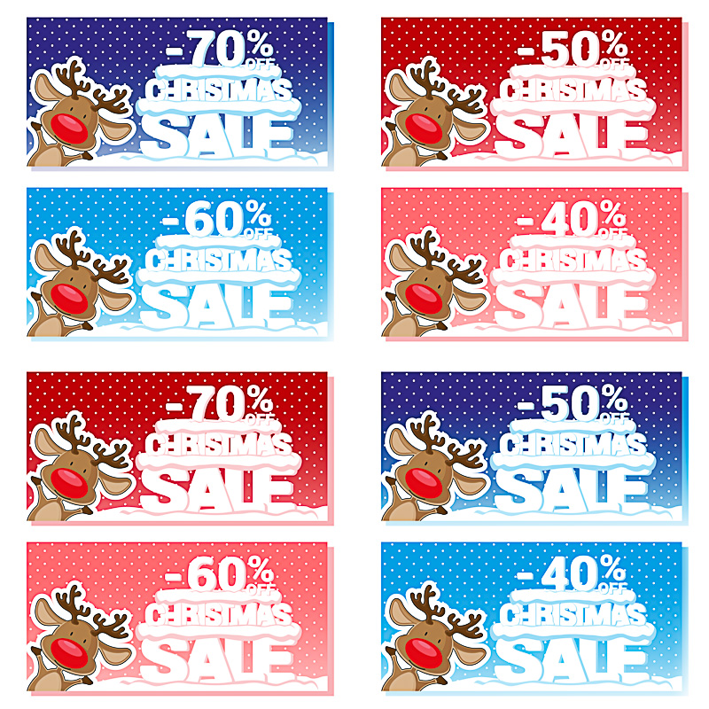 Christmas sale big banners with reindeer vector