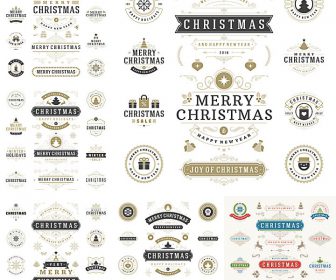 Classic Christmas labels and badges for 2017 vector
