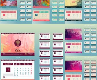 Desk pad Calendars 2017 vector