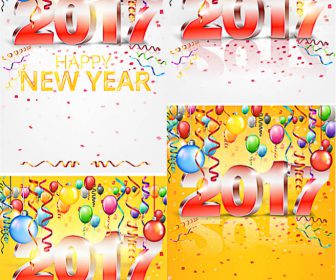 New Year's cards and 2017 inscription vector