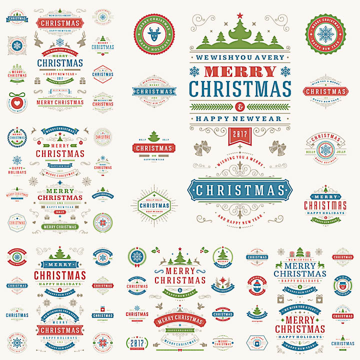 Nice 2017 Christmas labels and badges vector