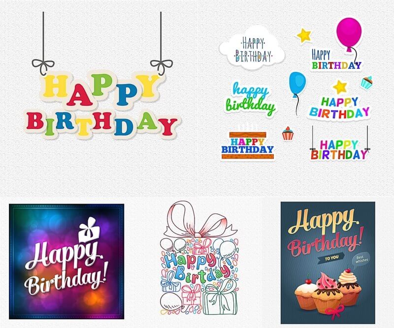 Birthday vector - Birthday cards graphic design and labels vector - Free Download