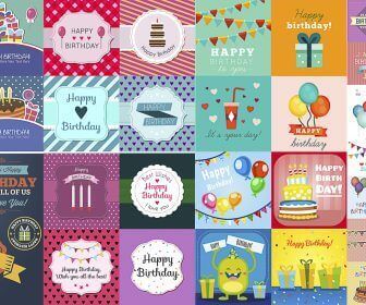Birthday cards vector templates