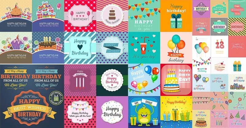 Birthday cards vector templates