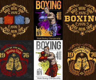 Boxing logo and poster clipart templates vector