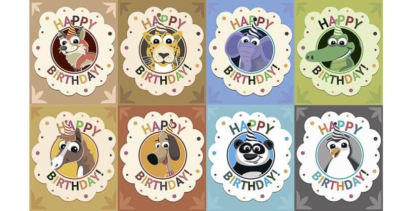 Happy Birthday cards with animals vector