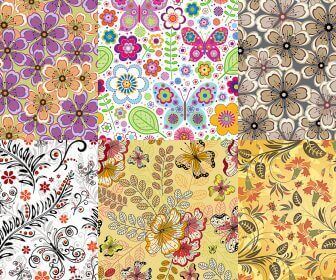 Spring floral backgrounds and patterns vector