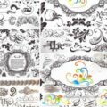 Vintage floral frames and elements vector