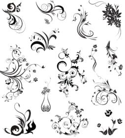 Black floral ornaments vector