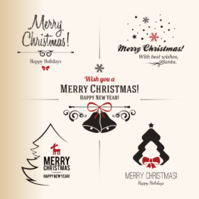 Decorative Christmas cards and design elements vector