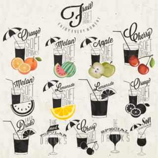 Summer drinks labels vector