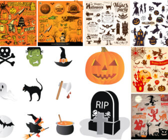 7 Sets of Halloween design elements vector