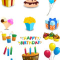 Cartoon Happy Birthday decorations vector
