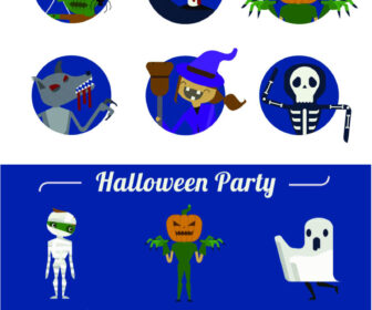 Halloween cartoon elements vector