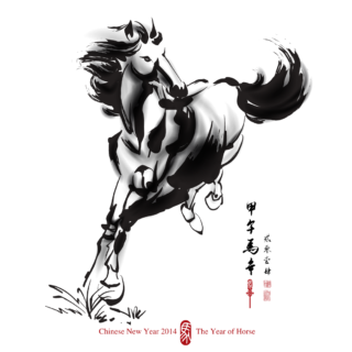 Asian style New Year vector backgrounds with horse