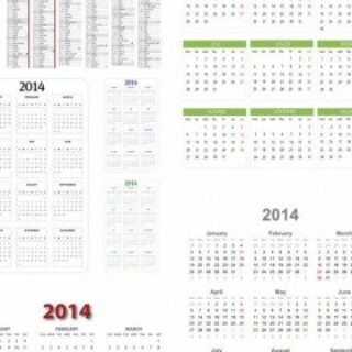 2014 simple calendar grids vector