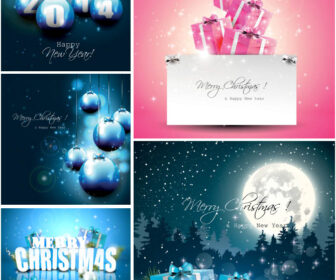 Blue Christmas cards vector
