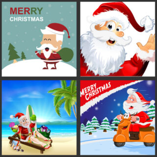 Cartoon Santa Claus Christmas backgrounds Vector templates