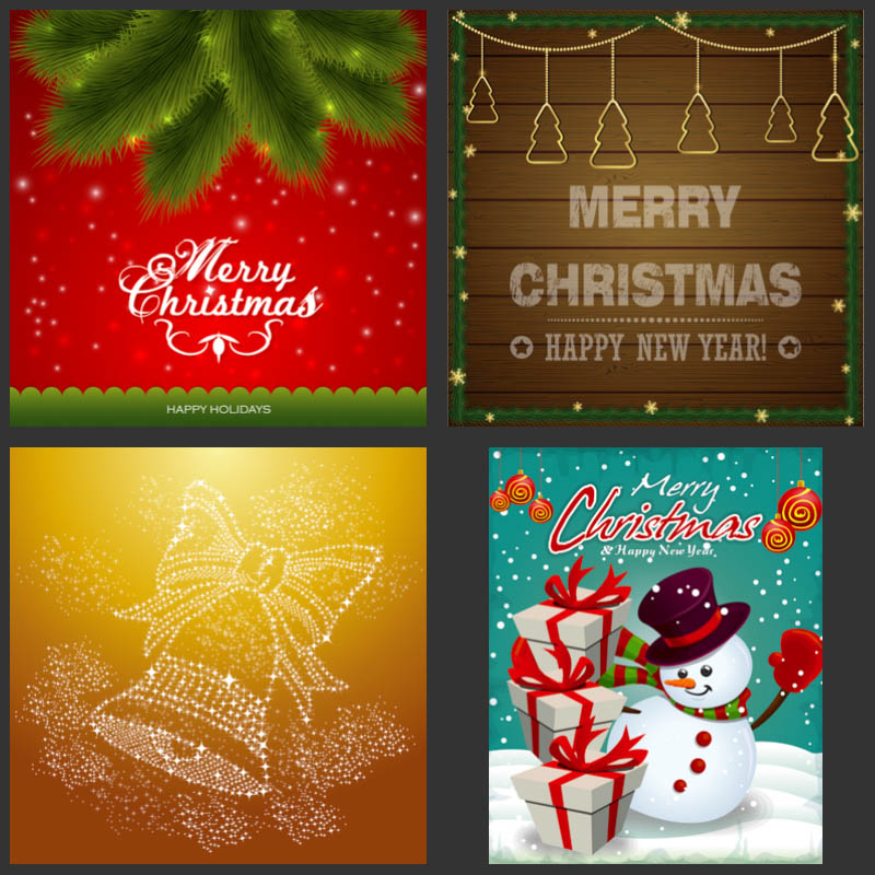 Christmas cards and backgrounds, vector templates – Free Download ...