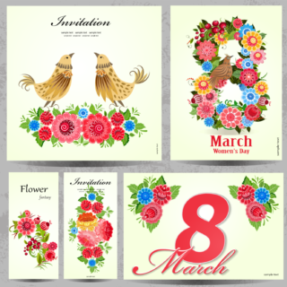 Floral spring cards vector