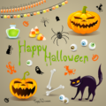 Halloween decorations clip art vector